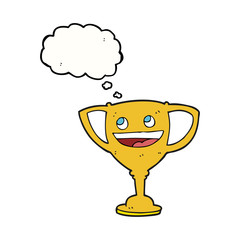 thought bubble cartoon sports trophy