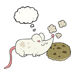 cute thought bubble cartoon mouse and cookie