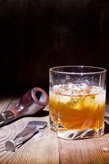Tobacco pipe and whiskey