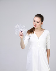 Future technology. Woman working with futuristic interface 