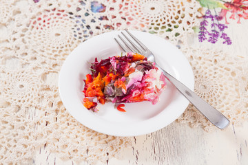 salad herring under a fur coat on the Serving Table