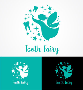 Tooth Fairy with magic wand - make a wish icon and symbol