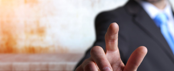Young man on colorful background
