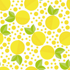 Hand drawn seamless texture with floral elements and lemons. Vector background