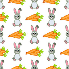 Happy Easter Seamless Pattern. Flat Icons Spring Holiday Concept 