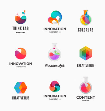 Technology, laboratory, creativity innovation and science abstract icons