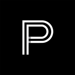 Capital letter P. Overlapping with shadows logo, monogram trendy design. 