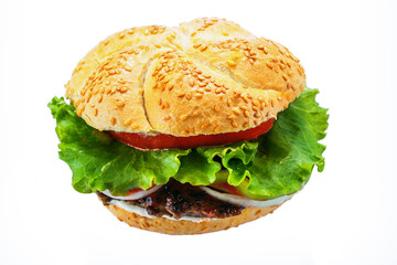 Big hamburger isolated on a white background