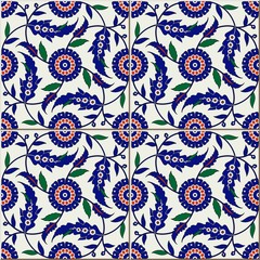 Seamless  pattern .  Turkish, Moroccan, Portuguese  tiles, Azulejo, ornaments.  Islamic Art.