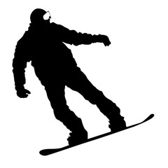 Black silhouettes  snowboarders on white background. Vector illu