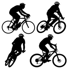 Fototapeta na wymiar Set silhouette of a cyclist male and female. vector illustratio