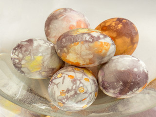 Easter eggs in glass bowl