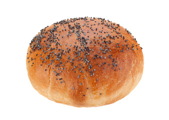 Homemade hamburger bun with poppy seeds