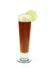 Red beer with lime.
