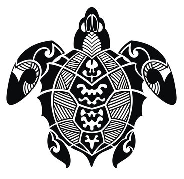 Turtle in a tribal on a white background