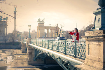 Fototapeta na wymiar Tourist in Budapest