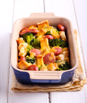 Broccoli, Sausage And Bread  Frittata