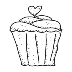 Simple doodle of a cup cake