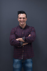 portrait of young startup business man in plaid shirt