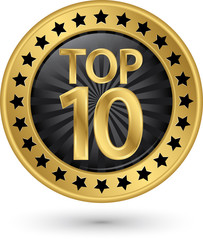 Top 10 golden label, vector illustration