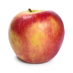 Organic red and yellow apple, isolated on white background.