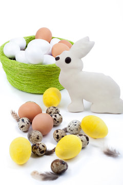 Easter cake rabbit and eggs isolated on white