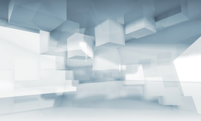 Fototapeta premium Background with chaotic cubic structures, 3d