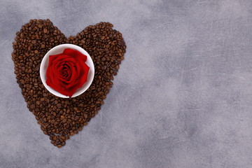 Serce, kawa i róża