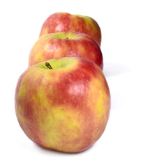 Organic apples, isolated on white background.