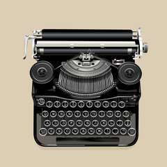 Realistic Vector Illustration of a Vintage Typewriter in Retro Colours