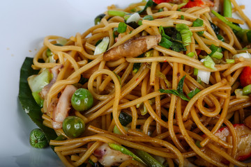 Asian pasta with seafood