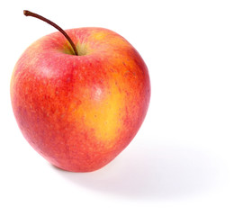 Organic apple, isolated on white background.