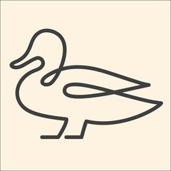 Obraz premium One line duck vector illustration