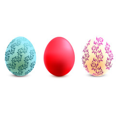 Set of colored Easter eggs on a white background