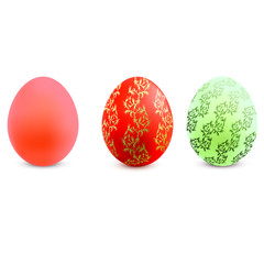 Set of colored Easter eggs on a white background