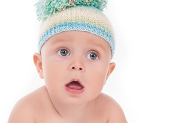 Portrait of baby on a white background