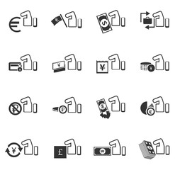 Hand and money icons set