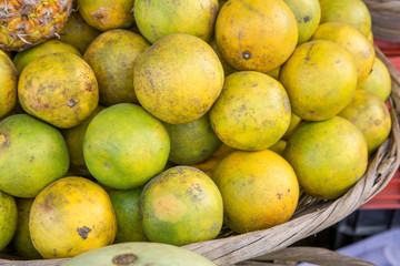 fresh orange group in basket from market