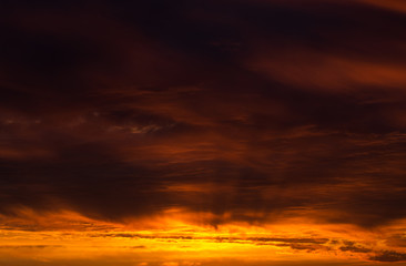 Scenic orange sunset sky background