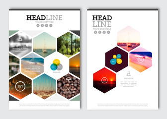 Business brochure design template. Vector flyer layout, blur background with elements for magazine, cover, poster design. A4 size.