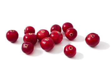 heap of ripe cranberries isolated on white background 
