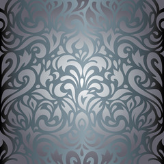 Silver floral luxury decorative vintage wallpaper background design 