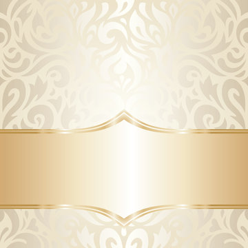 Gorgeous golden floral Wedding vintage wallpaper background design