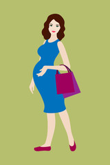 Pregnant woman with shopping bags