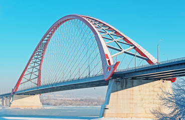 A large arch bridge in the cold winter