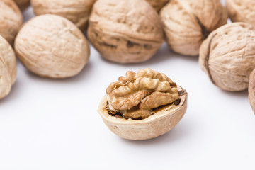 Walnut isolated on white background.