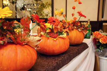 autumn decor in the form of pumpkins