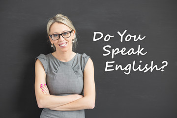 Woman promoting English language 