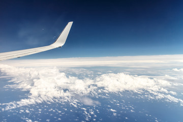 Fototapeta na wymiar aerial sky view Wing plane at picture