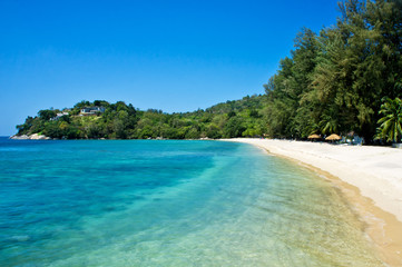 Beautiful clear water of the Kamala beach in Phuket, Thailand